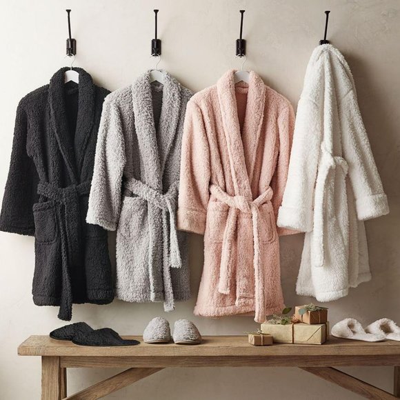 Pottery Barn Other - Pottery Barn Teddy Bear Sherpa Tie Robe Unisex size Medium Blush Teddy Robe Copy